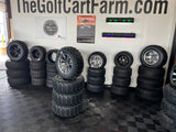 14” GOLF CART ‘VECTOR’ WHEELS WITH 23” ALL TERRAIN TIRES SET