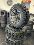 14” GOLF CART ‘VECTOR’ WHEELS WITH 23” ALL TERRAIN TIRES SET