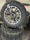 14” GOLF CART ‘VECTOR’ WHEELS WITH 23” ALL TERRAIN TIRES SET