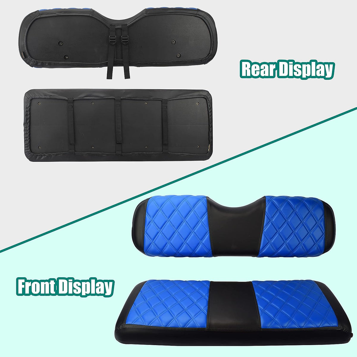 UNIVERSAL GOLF CART BACK SEAT COVERS Black and Blue The Golf Cart Farm