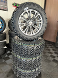14” GOLF CART ‘VECTOR’ WHEELS WITH 23” ALL TERRAIN TIRES SET