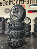 14” GOLF CART ‘VECTOR’ WHEELS WITH 23” ALL TERRAIN TIRES SET