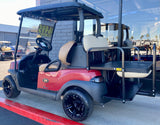 2020 CLUB CAR - TEMPO IN MAROON 4PR GOLF CART W/ NEW BATTERIES & CUSTOM WHEELS