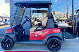 2020 CLUB CAR - TEMPO IN MAROON 4PR GOLF CART W/ NEW BATTERIES & CUSTOM WHEELS