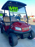 2020 CLUB CAR - TEMPO IN MAROON 4PR GOLF CART W/ NEW BATTERIES & CUSTOM WHEELS