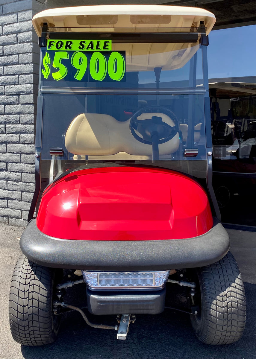 2018 CLUB CAR PRECEDENT 4 PASSENGER GOLF CART IN RED W/ 2023 BATTERIES