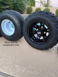 10” BULLDOG BLACK GOLF CART WHEELS AND ALL TERRAIN TIRES