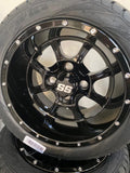 12” Night Stalker Golf Cart Wheels Mounted to 215/40-12 Low Profile Tires