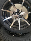 12” Kraken Golf Cart Wheels Mounted to 215/40-12 Low Profile Tires