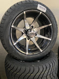 12” Kraken Golf Cart Wheels Mounted to 215/40-12 Low Profile Tires