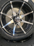 12” Kraken Golf Cart Wheels Mounted to 215/40-12 Low Profile Tires