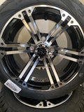 12” Terminator Golf Cart Wheels Mounted to 215/40-12 Low Profile Tires