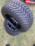 12” Glossy Black Vampire Golf Cart Wheels Mounted to 215/40-12 Low Profile Tires