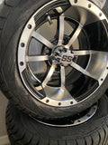12” Storm Trooper Golf Cart Wheels Mounted to 215/40-12 Low Profile Tires