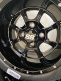 12” Night Stalker Golf Cart Wheels Mounted to 215/40-12 Low Profile Tires