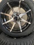14” KRAKEN- GOLF CART WHEELS MOUNTED TO 205/30-14 LOW PROFILE TIRES