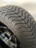 14” HYDRA BLACK GOLF CART WHEELS MOUNTED TO 205/30-14 LOW PROFILE TIRES