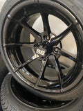 14” HYDRA BLACK GOLF CART WHEELS MOUNTED TO 205/30-14 LOW PROFILE TIRES
