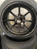 14” HYDRA BLACK GOLF CART WHEELS MOUNTED TO 205/30-14 LOW PROFILE TIRES