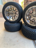 12” VENOM GOLF CART WHEELS MOUNTED TO 215/40-12 LOW PROFILE TIRES