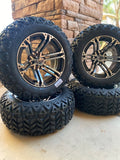14” TERMINATOR GOLF CART WHEELS MOUNTED TO 23” ALL TERRAIN TIRES