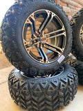 14” TERMINATOR GOLF CART WHEELS MOUNTED TO 23” ALL TERRAIN TIRES