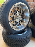 14” VENOM- GOLF CART WHEELS MOUNTED TO 205/30-14 LOW PROFILE TIRES