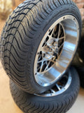 14” VENOM- GOLF CART WHEELS MOUNTED TO 205/30-14 LOW PROFILE TIRES