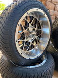 14” VENOM- GOLF CART WHEELS MOUNTED TO 205/30-14 LOW PROFILE TIRES