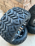 12” VAMPIRE GOLF CART WHEELS MOUNTED TO 20" ALL TERRAIN TIRES