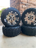 12” VAMPIRE GOLF CART WHEELS MOUNTED TO 20" ALL TERRAIN TIRES