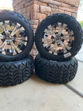 12” VAMPIRE GOLF CART WHEELS MOUNTED TO 20" ALL TERRAIN TIRES