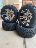 12” VAMPIRE GOLF CART WHEELS MOUNTED TO 20" ALL TERRAIN TIRES