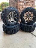12” TEMPEST GOLF CART WHEELS MOUNTED TO 20" ALL TERRAIN TIRES