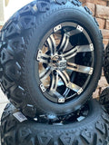 12” TEMPEST GOLF CART WHEELS MOUNTED TO 20" ALL TERRAIN TIRES