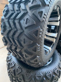 10” VAMPIRE MACHINED BLACK GOLF CART WHEELS AND ALL TERRAIN TIRES