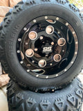 10” PIONEER BLACK GOLF CART WHEELS AND ALL TERRAIN TIRES