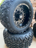 10” PIONEER BLACK GOLF CART WHEELS AND ALL TERRAIN TIRES
