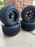 10” PIONEER BLACK GOLF CART WHEELS AND ALL TERRAIN TIRES