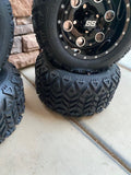 10” PIONEER BLACK GOLF CART WHEELS AND ALL TERRAIN TIRES
