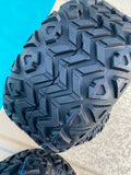 10” VAMPIRE GUN METAL GOLF CART WHEELS AND ALL TERRAIN TIRES