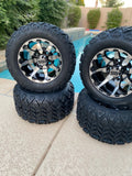 10” VORTEX GOLF CART WHEELS AND ALL TERRAIN TIRES