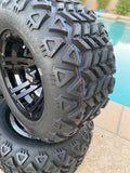 10” BULLDOG BLACK GOLF CART WHEELS AND ALL TERRAIN TIRES