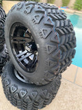 10” BULLDOG BLACK GOLF CART WHEELS AND ALL TERRAIN TIRES
