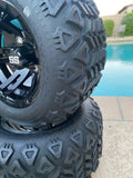 10” BULLDOG BLACK GOLF CART WHEELS AND ALL TERRAIN TIRES