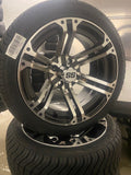 14” TERMINATOR- GOLF CART WHEELS MOUNTED TO 205/30-14 LOW PROFILE TIRES