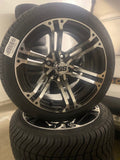 14” TERMINATOR- GOLF CART WHEELS MOUNTED TO 205/30-14 LOW PROFILE TIRES