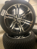 14” TERMINATOR- GOLF CART WHEELS MOUNTED TO 205/30-14 LOW PROFILE TIRES