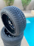 14” Night Stalker Black- GOLF CART WHEELS MOUNTED TO 205/30-14 LOW PROFILE TIRES