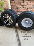 10” VAMPIRE MACHINED BLACK GOLF CART WHEELS AND ALL TERRAIN TIRES